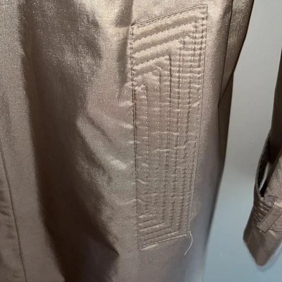 Windsor Bay women’s  vintage Metallic pewter long belted Trench Coat Size 8 - Picture 4 of 12